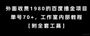 外面收费1980的百度撸金项目，单号70+，工作室内部教程【揭秘】-第一资源网
