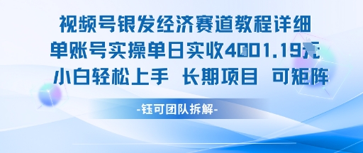 视频号银发经济赛道单账号实操单日实收1k+，小白轻松上手长期项目-第一资源网