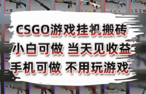 CSGO游戏挂G搬砖，小白纯手机即可操作，不用电脑打游戏，日入3张+，副业网创项目【揭秘】-第一资源网