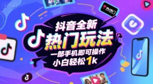 抖音全新热门玩法,一部手机即可操作,小白轻松1k【揭秘】-第一资源网
