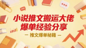 小说推文搬运大佬爆单经验分享，推文爆单秘籍-第一资源网