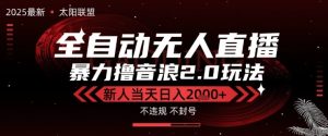 太阳联盟-最新独家2.0技术抖音无人直播撸音浪,黑科技全自动运行,低门槛,新手当天日入2k+【揭秘】-第一资源网