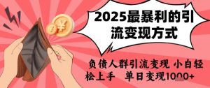 2025年最暴利的引流变现方式,负债人群引流变现,小白轻松上手,日入1k-第一资源网