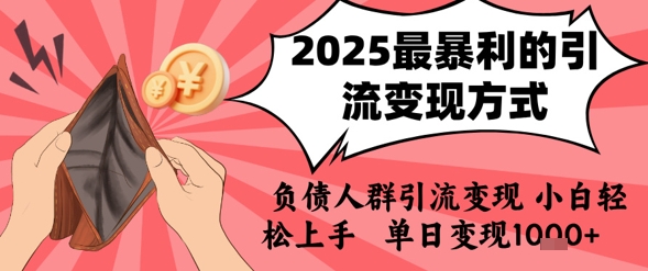 2025年最暴利的引流变现方式，负债人群引流变现，小白轻松上手，日入1k-第一资源网
