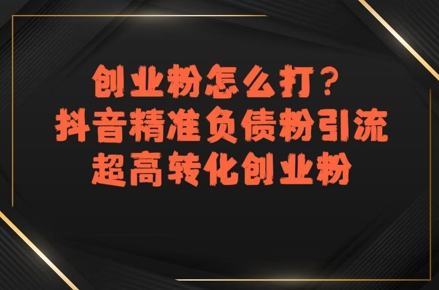 创业粉怎么打？抖音精准负债粉引流，超高转化创业粉-第一资源网