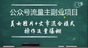 公众号流量主副业项目,美女图片+文章混合模式操作流量爆棚-第一资源网