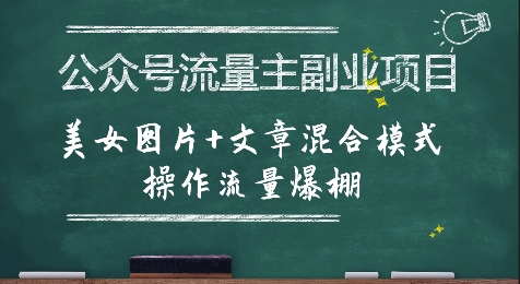 公众号流量主副业项目，美女图片+文章混合模式操作流量爆棚-第一资源网