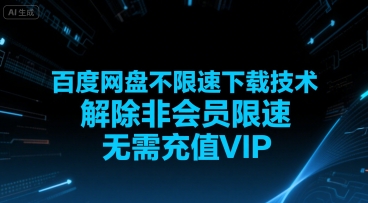 百度网盘不限速下载技术，解除非会员限速，无需充值VIP-第一资源网