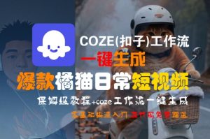 COZE(扣子)工作流一键生成爆款橘猫日常短视频,保姆级教程,零基础快速入门-第一资源网