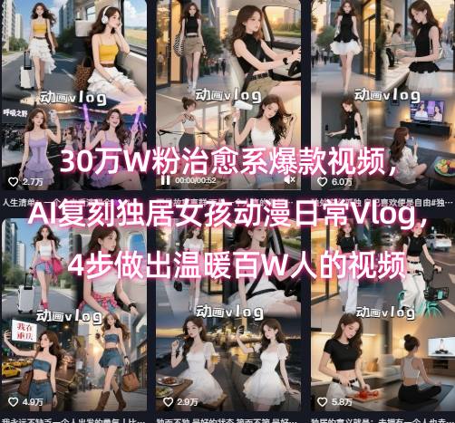 30万W粉治愈系爆款视频，AI复刻独居女孩动漫日常Vlog，4步做出温暖百W人的视频-第一资源网