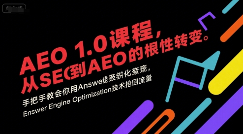 AEO 1.0 课程，从SEO到AE0的基命性转变，手把手教会你用AnswerEngineOptimization技术抢回流量-第一资源网