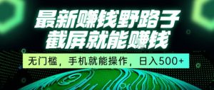 最新野路子截屏就能挣钱,无门槛,手机就能操作,日入5张【揭秘】-第一资源网