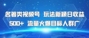 名著类视频号 玩法新颖日收益500+ 流量火爆目标人群广-第一资源网