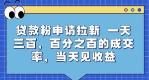 贷款粉申请拉新,一天三张,百分之百的成交率,当天见收益【揭秘】-第一资源网