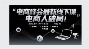 电商峰会最新线下课,电商人破局,如何用AI降本增效,AI应用-全域推广-直播运营-付费流量-第一资源网