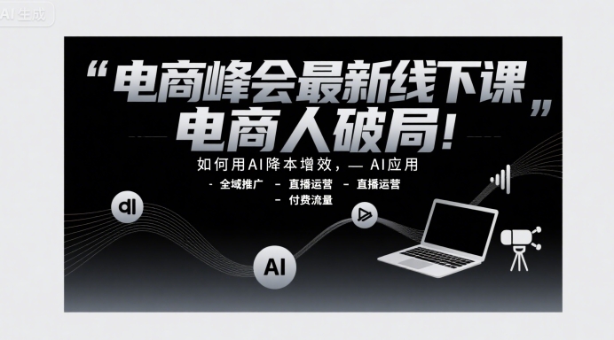 电商峰会最新线下课，电商人破局，如何用AI降本增效，AI应用-全域推广-直播运营-付费流量-第一资源网