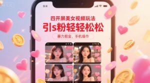 四开屏美女视频玩法,引s粉轻轻松松,暴力掘金,手机操作【揭秘】-第一资源网