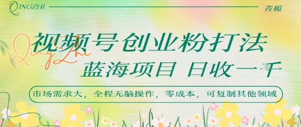 视频号创业粉打法，日入1k，蓝海项目，市场需求大，全程无脑操作，可复制-第一资源网