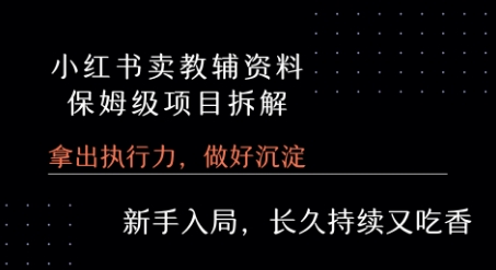 小红书卖小学教辅资料  保姆级项目拆解  1次课程彻底讲清楚!-第一资源网
