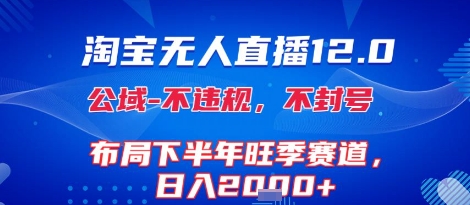 淘宝无人直播12.0，不封号，不违规，布局下半年旺季赛道，日入1k+(独家技术)【揭秘】-第一资源网