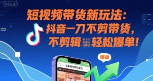 短视频带货新玩法：抖音一刀不剪带货，不剪辑，纯搬运，新手也能轻松爆单!-第一资源网