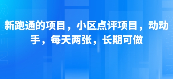 新跑通的项目，小区点评项目，动动手，每天两张，长期可做-第一资源网