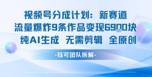 视频号新玩法 9条作品变现6.9k 纯AI生成无需剪辑全原创-第一资源网