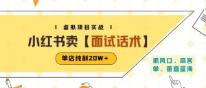 小红书虚拟项目掘金，卖面试话术资料，单店纯利20W+(附爆款笔记制作方法)-第一资源网