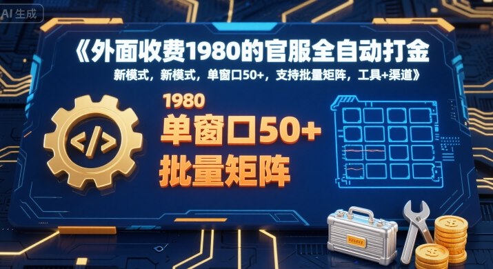 外面收费1980的官服全自动打金，新模式，单窗口50+，支持批量矩阵，工具+渠道【揭秘】-第一资源网