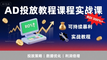 AD投放教程课程实战课，实现广告ROI300%+可持续暴利-第一资源网