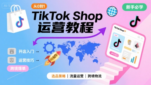 TikTok Shop从0到1运营教程，TikTok跨境电商新手必学课程-第一资源网