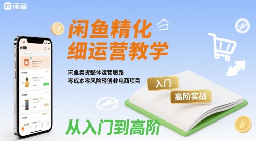 闲鱼精细化运营入门+高阶实战教学，闲鱼卖货整体运营思路，零成本零风险轻创业电商项目-第一资源网