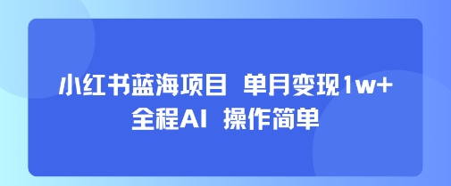 小红书蓝海项目 单月变现1w+ 全程AI 操作简单-第一资源网