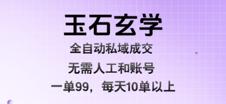 玉石玄学全自动私域成交，一单99每天十单以上，无需人工和矩阵账号，蓝海项目直接干【揭秘】-第一资源网