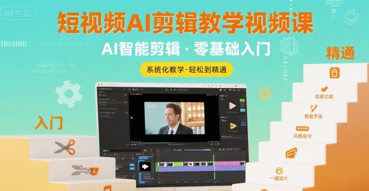 短视频AI剪辑教学视频课，入门到精通-第一资源网