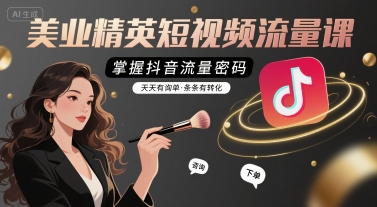 美业精英短视频流量课，掌握抖音流量密码，天天有询单，条条有转化-第一资源网