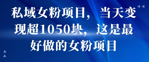 私域女粉项目，当天变现超1k，这是最好做的女粉项目，可放大操作-第一资源网
