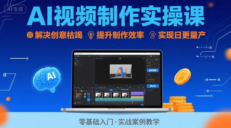 Ai视频制作实操课，解决创意枯竭、效率低下痛点，实现日更量产可持续变现-第一资源网