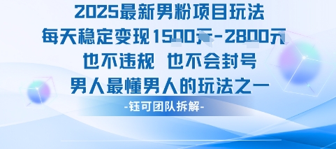 2025最新男粉项目玩法每天变现1k+也不违规也不会封号男人最懂男人的玩法-第一资源网