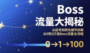 Boss流量大揭秘，从起号到转化细节拆解，从0到1打造Boss流量全流程-第一资源网