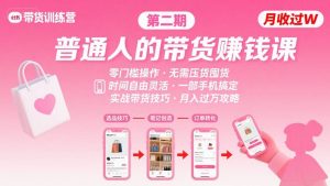 小红书带货第二期训练营，普通人月收过W的带货课，时间自由，零门槛无压货，一部手机即可操作-第一资源网