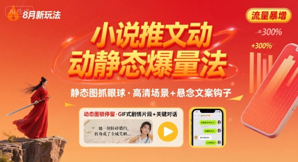 8月小说推文全新玩法，动静态图片+搭配小说文案爆量玩法-第一资源网