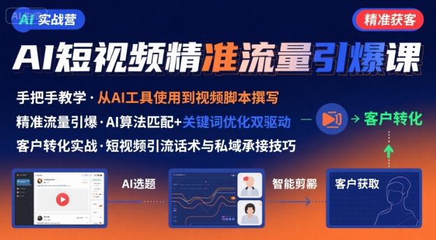 AI+短视频引爆精准客户实战营，手把手教你引爆Ai短视频精准流量-第一资源网