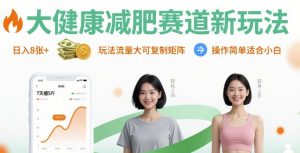 大健康减肥赛道新玩法日入8张,玩法流量大可复制矩阵,操作简单适合小白-第一资源网