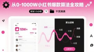 从0-1000W小红书爆款算法全攻略,时长1.5小时,干货满满-第一资源网