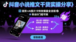 抖音小说推文干货实操分享,混剪+AI图片卡特效爆量全流程,0粉丝0门槛可做-第一资源网