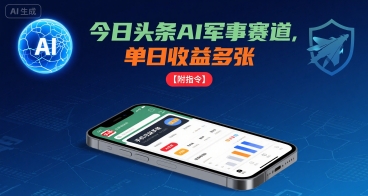 今日头条AI军事赛道，单日收益多张 ，手机可做【附指令】-第一资源网