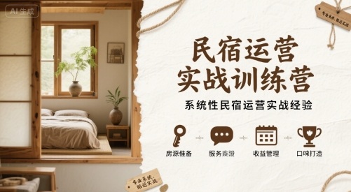 民宿运营实战训练营，系统性民宿运营实战经验-第一资源网