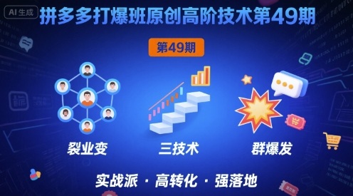 拼多多打爆班原创高阶技术第49期，拼多多裂变+阶梯+群爆-第一资源网