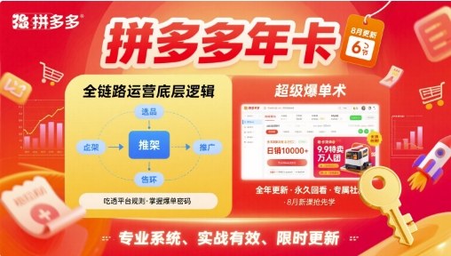 拼多多年卡【8月更新6节】拼多多全链路运营底层逻辑，超级爆单术-第一资源网